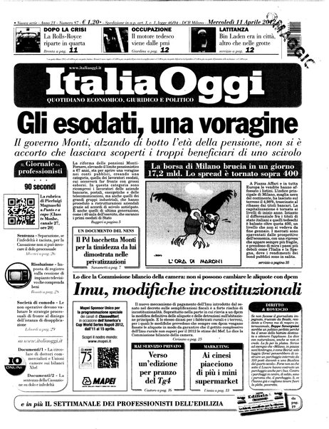 Italia oggi : quotidiano di economia finanza e politica